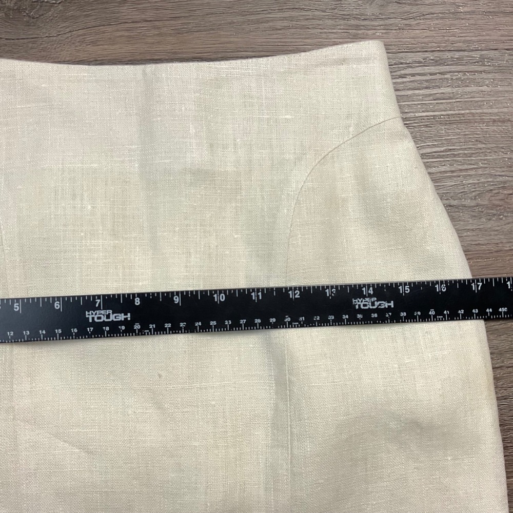 Vintage High Waist Linen Midi Classic Straight Pencil Skirt Womens‎ 4 Ivory - Picture 6 of 7